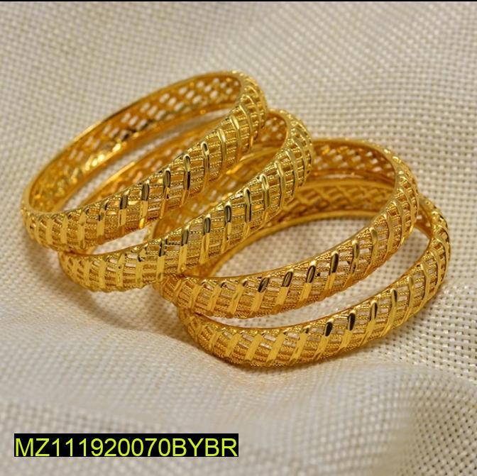 Golden Woven Kara Bangles Set of 2 for Women