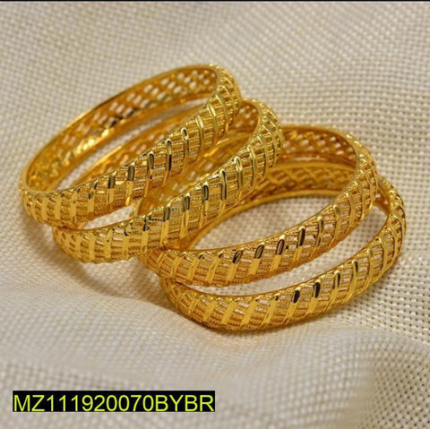 Golden Woven Kara Bangles Set of 2 for Women