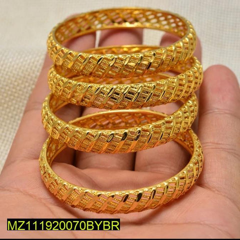 Golden Woven Kara Bangles Set of 2 for Women