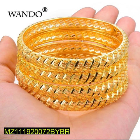 Golden Woven Kara Bangle Set of 2 Alloy