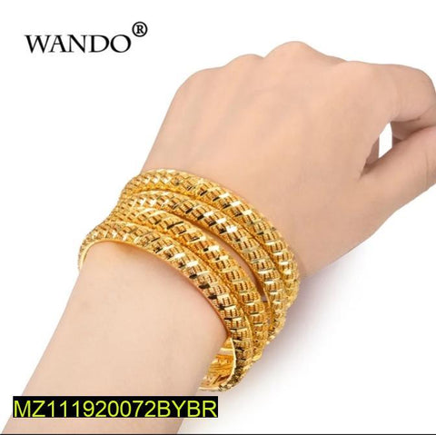 Golden Woven Kara Bangle Set of 2 Alloy
