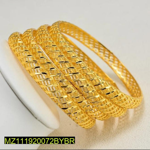 Golden Woven Kara Bangle Set of 2 Alloy