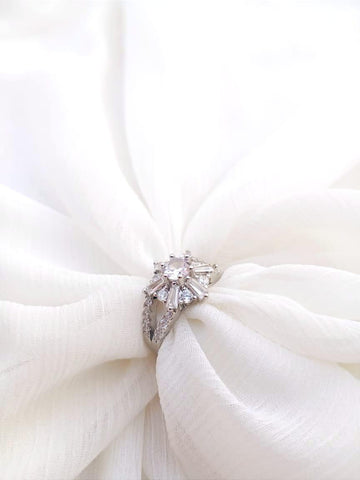 Elegant Adjustable Crystal Silver Ring for Daily Wear