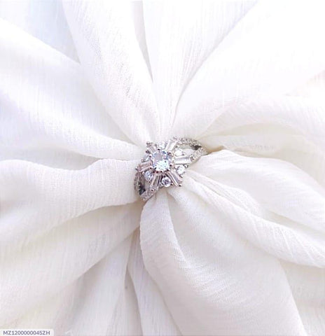 Elegant Adjustable Crystal Silver Ring for Daily Wear