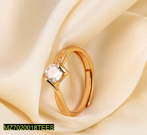 Adjustable Gold Charm Ring with Crystal for Eid