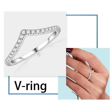 V-Shaped Diamond Ring for Women Daily Wear Stacking Style