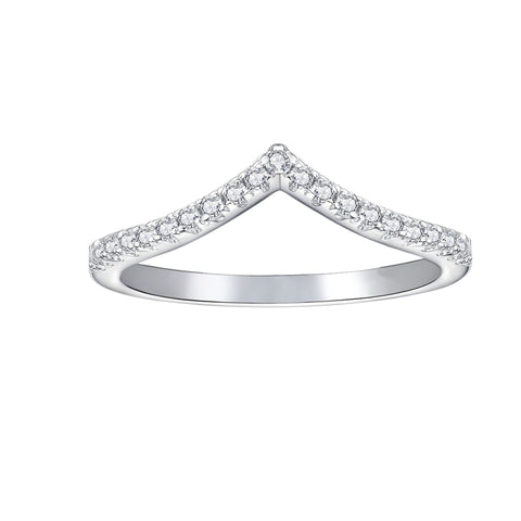 V-Shaped Diamond Ring for Women Daily Wear Stacking Style